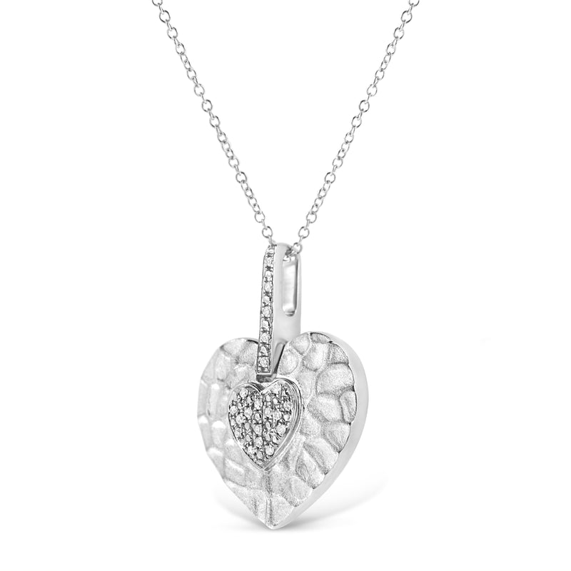 Bids.com .925 Sterling Silver Pave-Set Diamond Accent Heart Shape 18" Pendant Necklace (I-J Color, I1-I2 Clarity) Necklaces