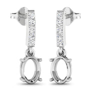 Bids.com 0.14 Carat Genuine White Diamond 14K White Gold Semi Mount Earrings - holds 7x5mm Oval Gemstones Earrings