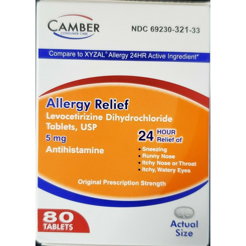 Camber Camber Levocetirizine 5 Mg Tablets 80 Count -Expiration Date 05/24 Health Care