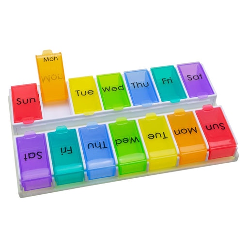 Ezy Dose Ezy Dose® Weekly 14-Day Pill Organizer – Pop-Out Rainbow Compartments Health Care