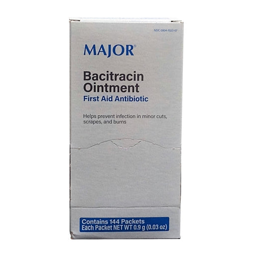 Major Pharmaceuticals Major Pharmaceuticals Bacitracin Ointment First Aid Antibiotic: 0.9g Packets: Box Of 144 Made In The USA First Aid Dark Gray