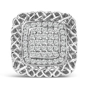 Bids.com Sterling Silver 1.0 Cttw Diamond Celtic Knot Cocktail Ring Rings