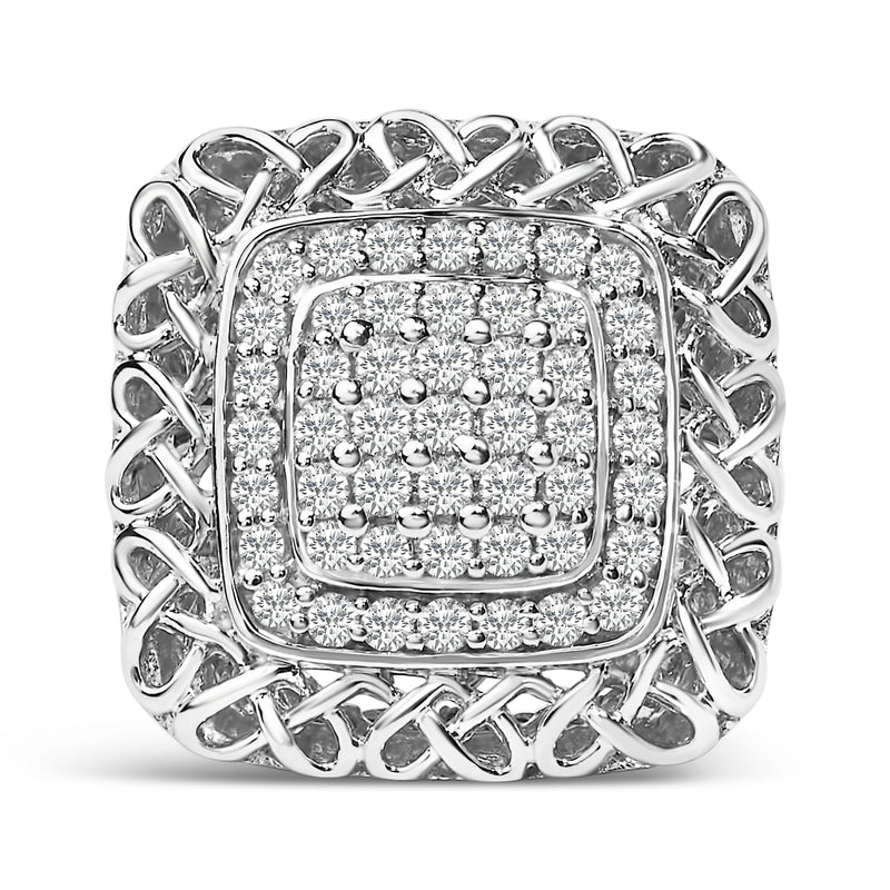 Bids.com Sterling Silver 1.0 Cttw Diamond Celtic Knot Cocktail Ring Rings
