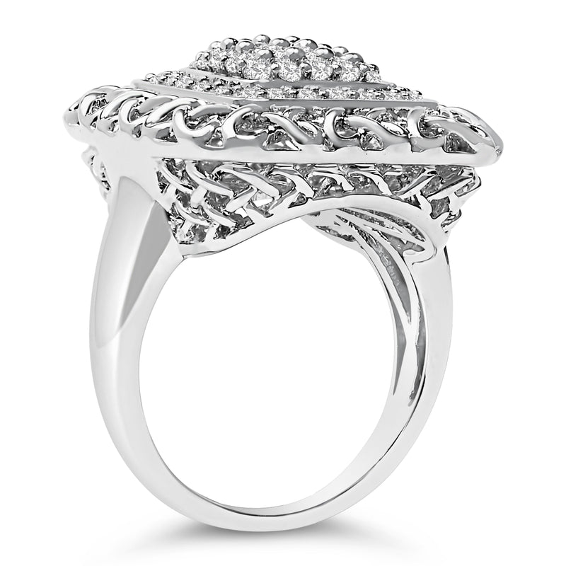 Bids.com Sterling Silver 1.0 Cttw Diamond Celtic Knot Cocktail Ring Rings