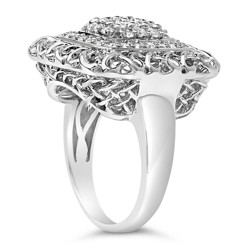 Bids.com Sterling Silver 1.0 Cttw Diamond Celtic Knot Cocktail Ring Rings