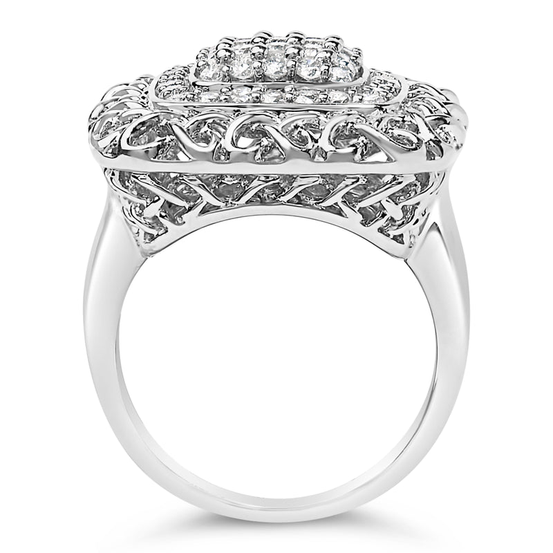 Bids.com Sterling Silver 1.0 Cttw Diamond Celtic Knot Cocktail Ring Rings