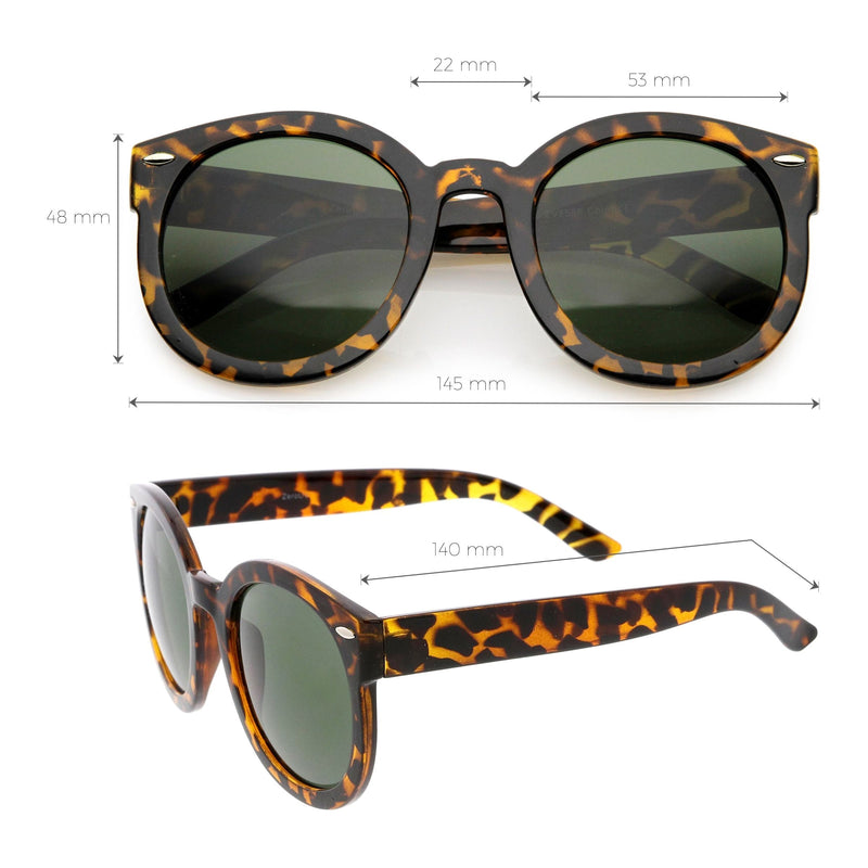 zeroUV Womens Designer Round Oversize Retro Fashion Sunglasses 8623 Sunglasses