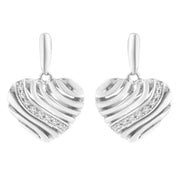 Bids.com Sterling Silver Heart Diamond Accent Puff Earrings (I-J, I1-I2) Earrings