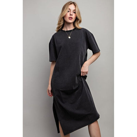 VENTED HEAVY COTTON WASHED DRESS