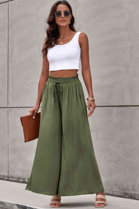 Drawstring Waist Wide Leg Pants by VYSN