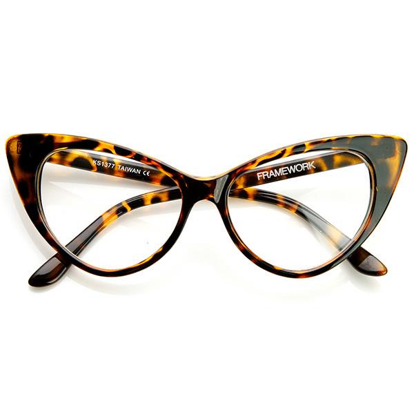 zeroUV 1950's Vintage Mod Fashion Cat Eye Clear Lens Glasses Glasses