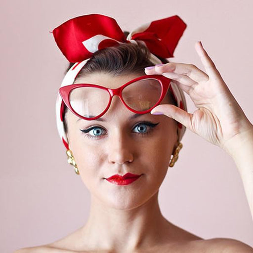 zeroUV 1950's Vintage Mod Fashion Cat Eye Clear Lens Glasses Glasses