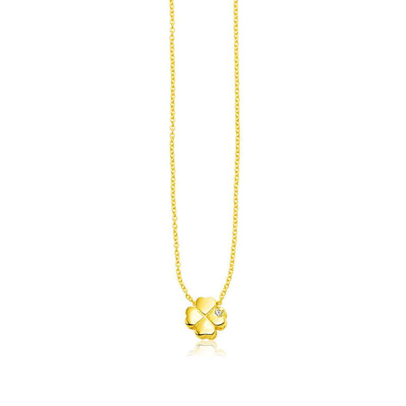 Bids.com 14k Yellow Gold Polished Four Leaf Clover Necklace with Diamond Necklaces