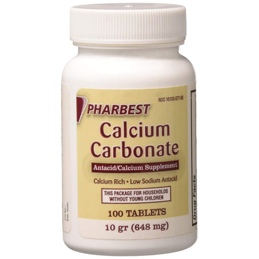 Harbest Pharbest Calcium Carbonate 648 mg (10 Grains) Antacid & Calcium Supplement, 100 Tablets Vitamins & Supplements