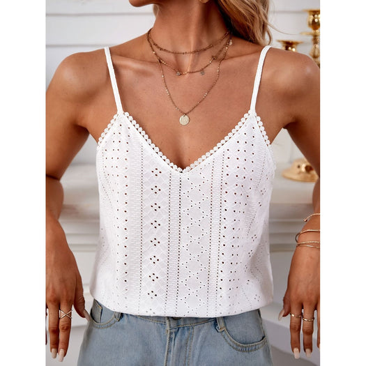 Eyelet Lace Detail V-Neck Cami