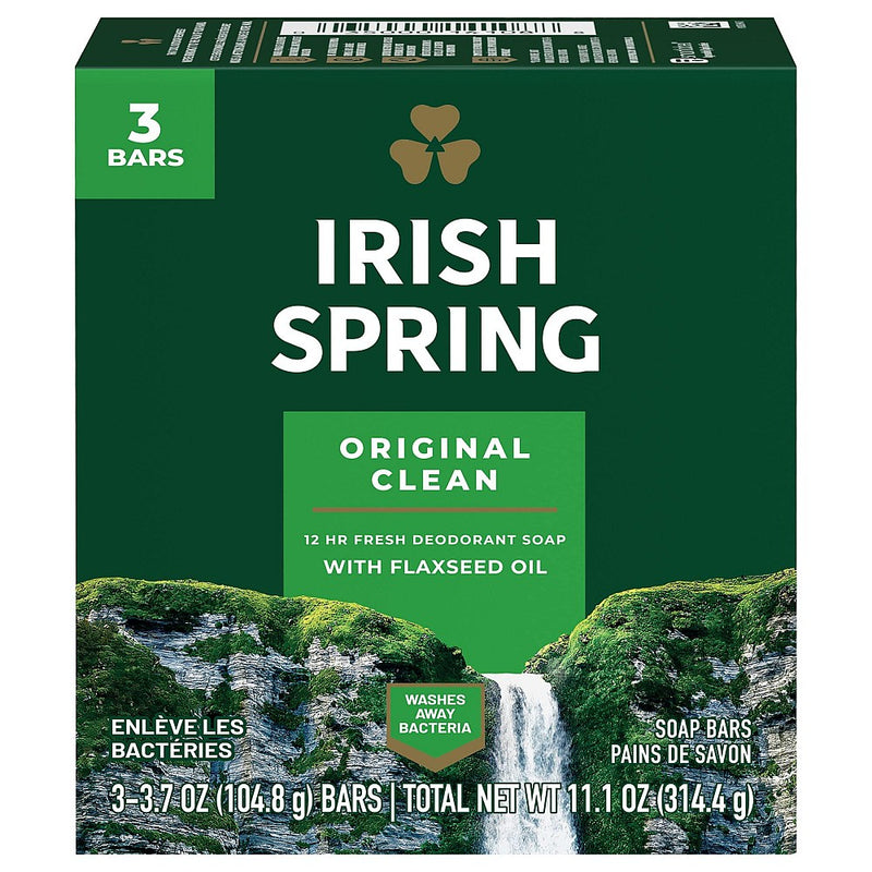 Irish Spring Irish Spring Original Clean Deodorant Bar Soap For Men, 3.7 Oz, 3 Pack Bar Soap