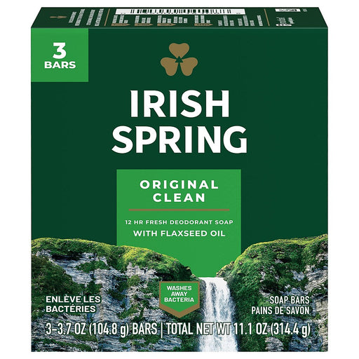 Irish Spring Irish Spring Original Clean Deodorant Bar Soap For Men, 3.7 Oz, 3 Pack Bar Soap