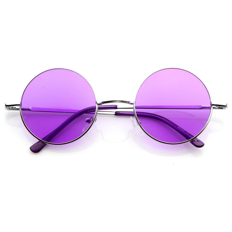 zeroUV Retro Hippie Metal Lennon Round Color Lens Sunglasses Sunglasses