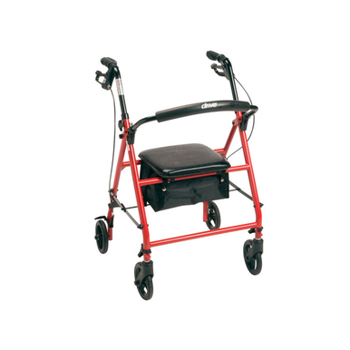 Drive Medical Drive Medical® Steel Rollator – 6" Wheels – Red Mobility & Accessibility