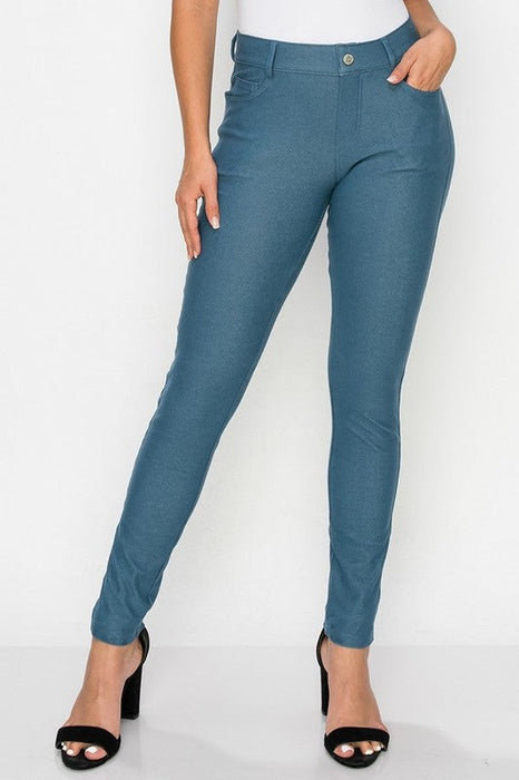 Cotton-Blend 5-Pocket Skinny Jeggings