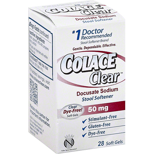 Colace Colace Clear Docustate Sodium Stool Softener 50 Mg Soft Gels Health & Beauty