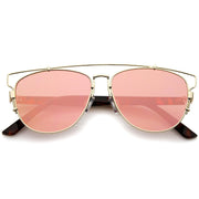 zeroUV Modern Metal Crossbar Mirrored Lens Flat Front Sunglasses A145 Sunglasses