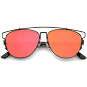 zeroUV Modern Metal Crossbar Mirrored Lens Flat Front Sunglasses A145 Sunglasses