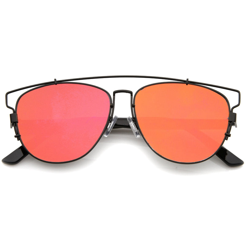 zeroUV Modern Metal Crossbar Mirrored Lens Flat Front Sunglasses A145 Sunglasses