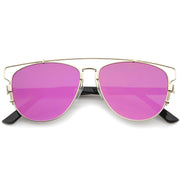 zeroUV Modern Metal Crossbar Mirrored Lens Flat Front Sunglasses A145 Sunglasses
