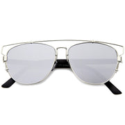 zeroUV Modern Metal Crossbar Mirrored Lens Flat Front Sunglasses A145 Sunglasses