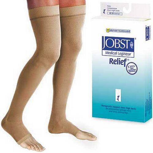 Jobst Jobst Relief Thigh High W/ Silicone Band, Open Toe 20-30 mmHg Beige Health & Beauty