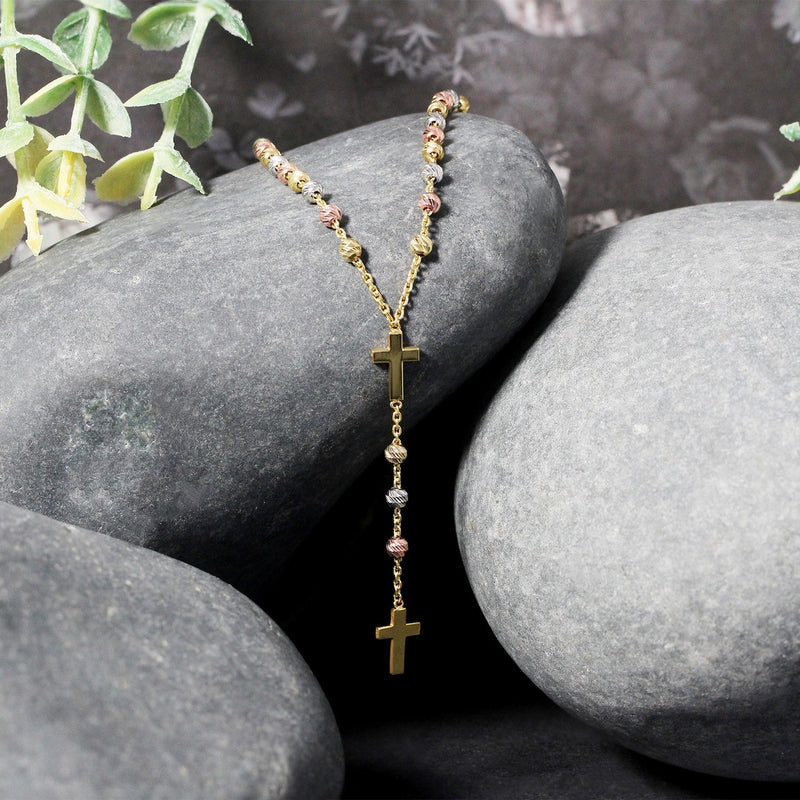 Bids.com 14k Tri-Color Gold Rosary Chain Necklace Necklaces