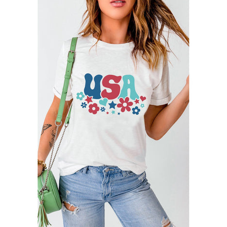 USA Round Neck Short Sleeve T-Shirt