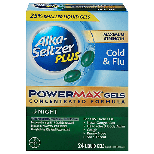 Alka-Seltzer Alka-Seltzer Plus Powermax Cold & Flu Night Liquid Gels Health Care Dark Green