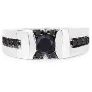 Bids.com 0.83 Carat Genuine Black Diamond .925 Sterling Silver Ring Rings