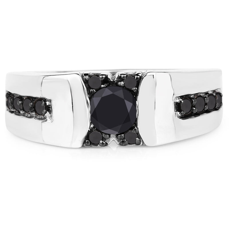 Bids.com 0.83 Carat Genuine Black Diamond .925 Sterling Silver Ring Rings