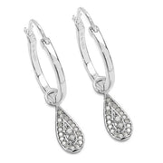 Bids.com 0.28 Carat Genuine White Diamond .925 Sterling Silver Earrings Earrings