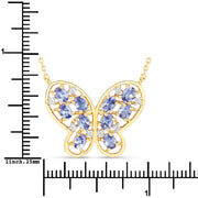 Bids.com 1.86 Carat Genuine Tanzanite and White Zircon .925 Sterling Silver Necklace Necklaces