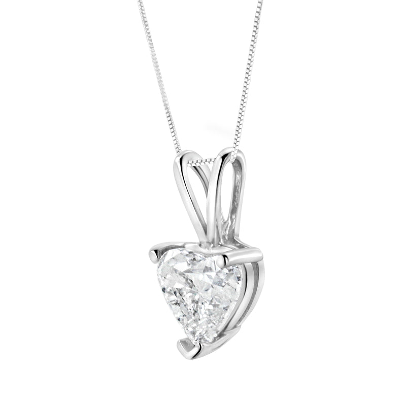 Bids.com 14K White Gold 1/5 Cttw 3-Prong Set Heart Shaped Solitaire Lab Grown Diamond 18" Pendant Necklace (F-G Color, VS2-SI1 Clarity) Necklaces