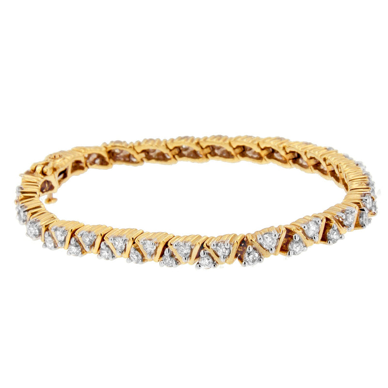 Bids.com 14K Yellow Gold Round-Cut Diamond Bracelet (4.00 cttw, H-I Color, I1-I2 Clarity) Bracelets