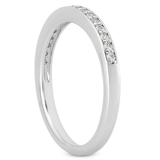 Bids.com 14k White Gold Micro-pave Flat Sided Diamond Wedding Ring Band Rings