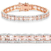 Bids.com 18K Rose Gold Plated 11.60 Carat Genuine Morganite .925 Sterling Silver Bracelet Bracelets