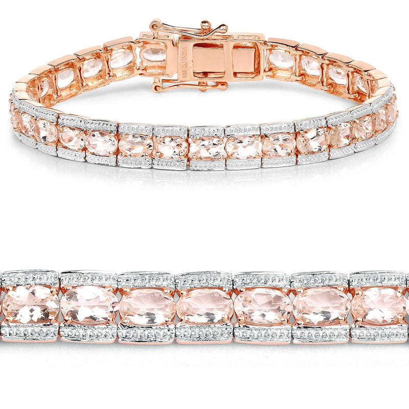 Bids.com 18K Rose Gold Plated 11.60 Carat Genuine Morganite .925 Sterling Silver Bracelet Bracelets