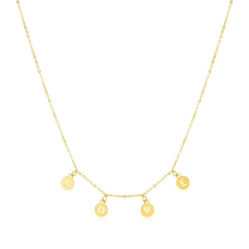 Bids.com 14k Yellow Gold Love Necklace with Circle Drops Necklaces