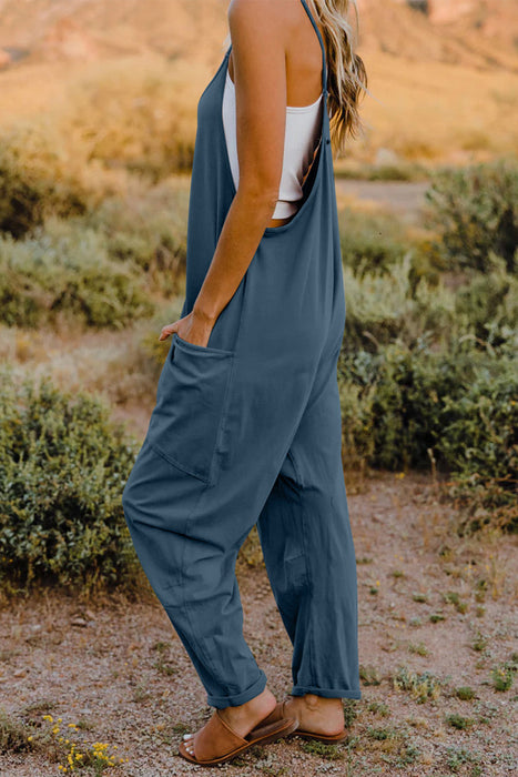 Full Size V-Neck Sleeveless Jumpsuit with Pockets