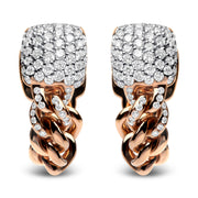 Bids.com 18K Rose Gold 3/4 Cttw Round Diamond Pave Cuban Chain Huggie Earrings (G-H Color, SI1-SI2 Clarity) Earrings