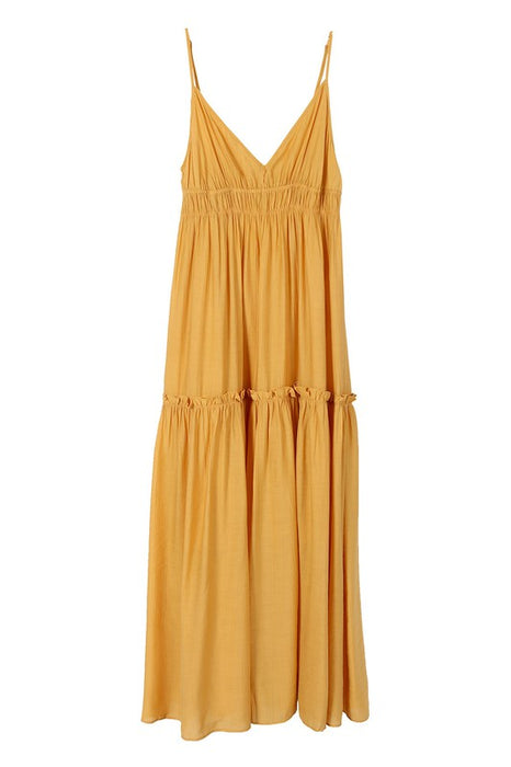 Lilou Low Cut Mustard Yellow Tank Dress