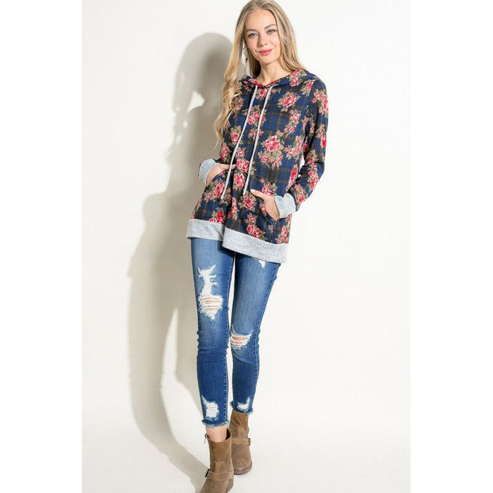 Plaid Floral Mix Sweatshirts