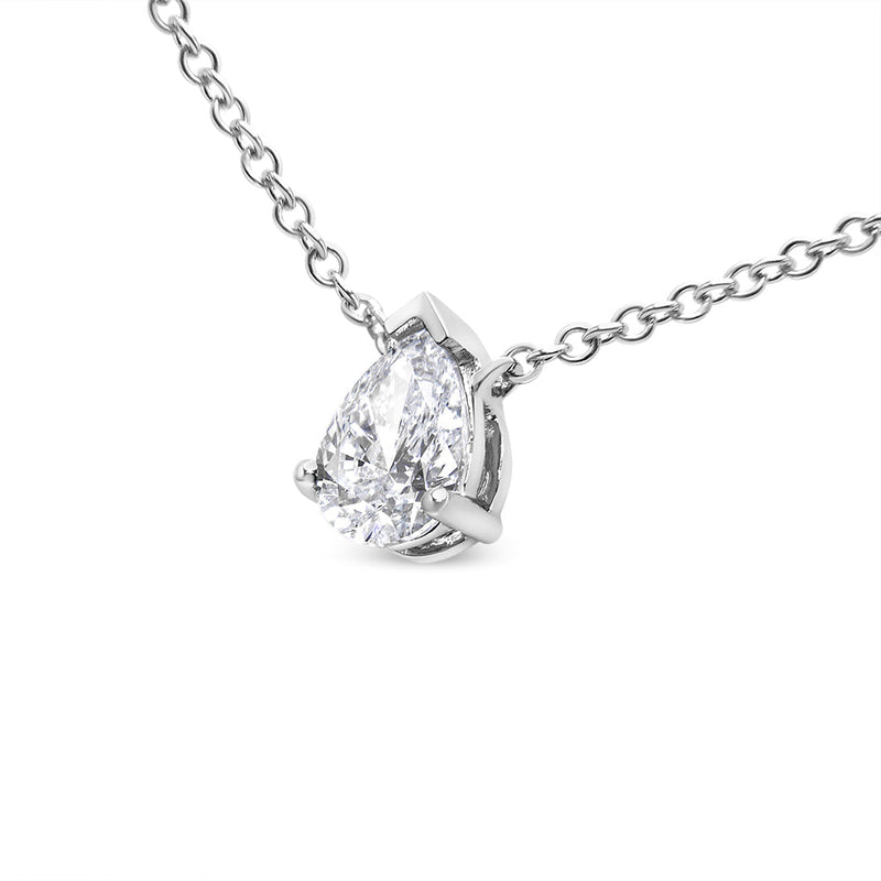 Bids.com 14K White Gold 1/2 Cttw Lab Grown Pear Shape Solitaire Diamond Pendent 18" Necklace (F-G Color, VS2-SI1 Clarity) Necklaces