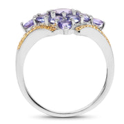 Bids.com Two Tone Plated 1.67 Carat Genuine Tanzanite .925 Sterling Silver Ring Rings